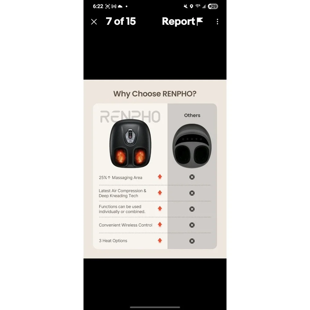 RENPHO Foot Massager Machine with Heat Shiatsu Deep Kneading Neuropathy ‎ Remote